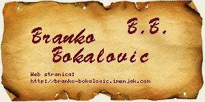 Branko Bokalović vizit kartica